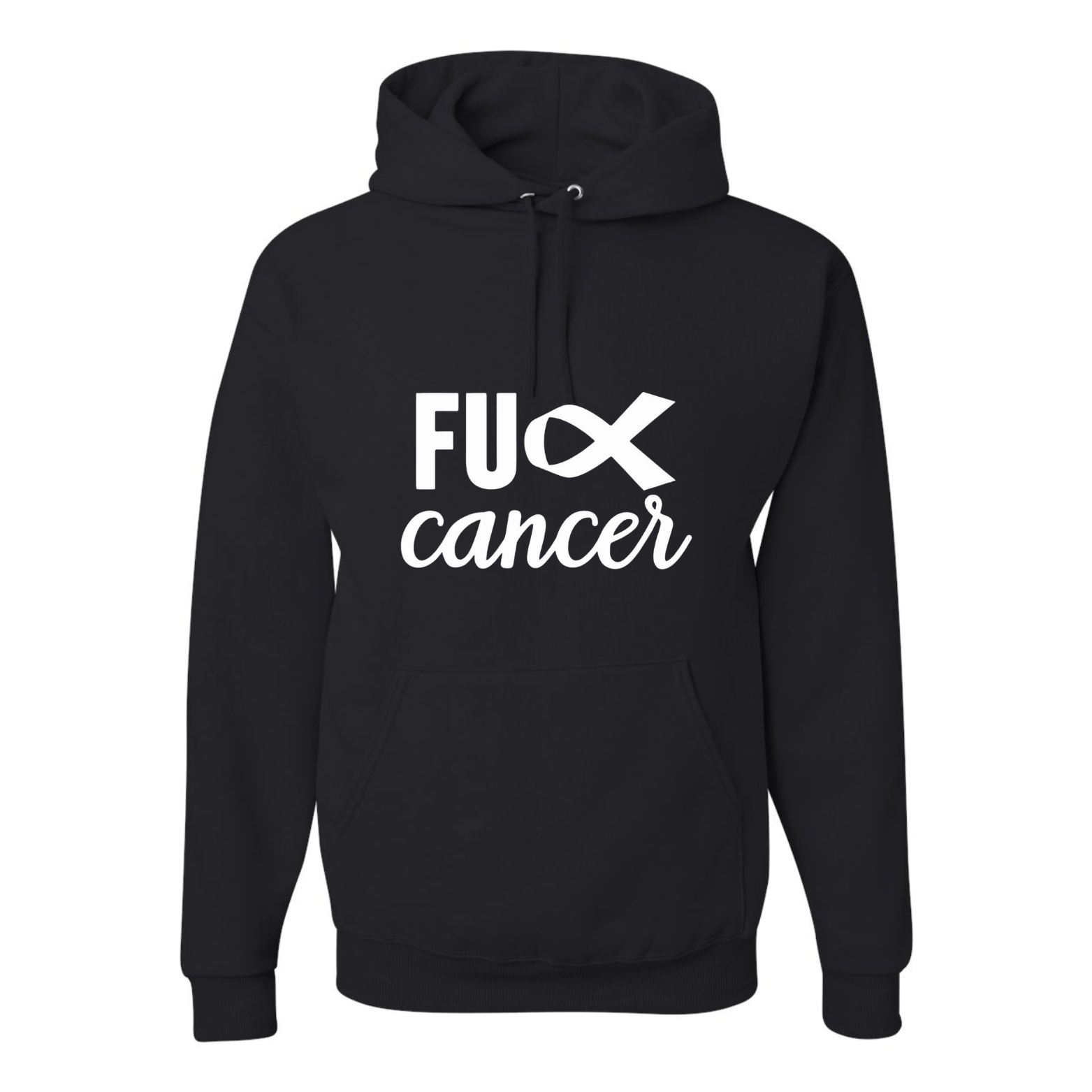 Fuck Cancer ribbon black Hoodie — Oso's Printing